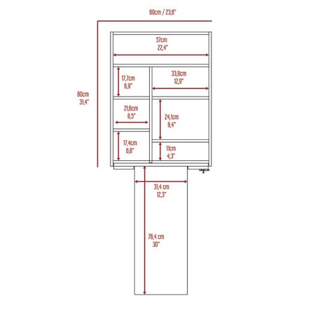 Tuhome Vatta Wall Foldable Table, Seven Interior Shelves, Extending Table, Light Gray MLZ5557